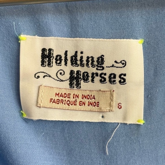 Holding Horses Blue Ruffle Hem Larkin Top, Size S - Picture 6 of 6